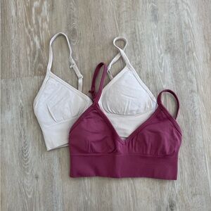 Lululemon Ebb To Street Sports Bras Bundle White and Mauve/ Dusty Rose Size 4